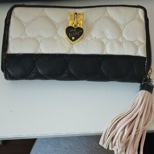 Betsey Johnson Black and Cream Women's Wallet